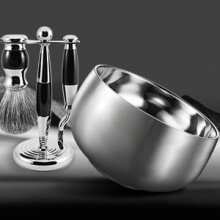 Bol de bărbierit luxos, indestructibil, textură cu fulg de zăpadă pe fundul interior pentru spumă rapidă, oțel inoxidabil durabil, design