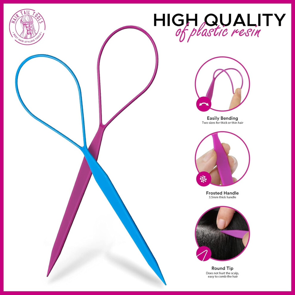 Unisex Styling Tool Set For Versatile Hairstyles, Topsy Tail Tools Flexible Material Ponytail Makers Easy To Use For French Braid Loops And Durable Design