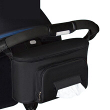 Stroller Organizer with Insulated Cup Holders, Large Capacity Stroller Caddy with Detachable Shoulder Strap