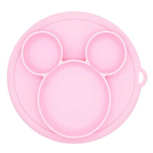 Prato de silicone com ventosa de qualidade alimentar para crianças pequenas, seguro para bebês, prato de alimentação antiderrapante, prato de