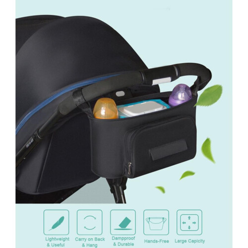 Stroller Organizer, Universal Baby Stroller Caddy with Insulated Cup Holders, Perfect for All Strollers 2