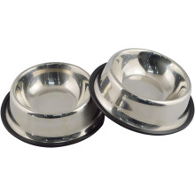 Tigela para ração de cachorro em aço inoxidável antiderrapante, própria para lava-louças para fácil limpeza, conjunto com 2 unidades.