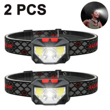 Linternas frontales LED ajustables, juego recargable de 2 piezas con características impermeables, diadema elástica cómoda, múltiples modos de