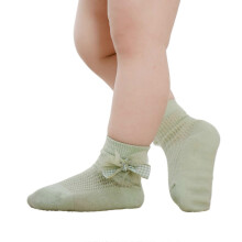 (S, Green) Girls Ankle Socks Breathable Cotton Mesh Socks with Bowknot for Dress Up and Casual Wear Infants Short Dance Socks  Yellow S