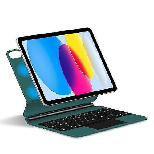 (DarkGreen) Compatible For iPad 10.9 (2022) Magnetic Floating Bluetooth Keyboard + Leather Tablet Case