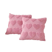 Herzförmige Plüsch-Jacquard-Kissenbezüge im 2er-Set als-Rosa