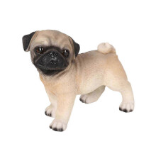 (Beige) Resin Dog Statue Animal Craft Decor Ornaments Nonslip Pug Figurine Sculpture for Auto Dashboard Tabletop Indoor Outdoor Home Living Room