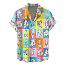 (M,A)Mens Button Down Shirts Funny Printed Hawaiian Beach Tops Novelty Ugly Gag Gift