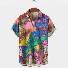 (L,C)Mens Button Down Shirts Funny Printed Hawaiian Beach Tops Novelty Ugly Gag Gift