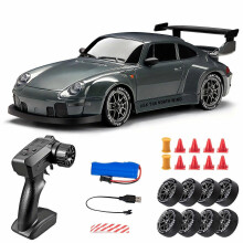 (Black) 1:24 Remote Control Drift Car Racing Electric Racing Car 2.4Ghz 4WD RC Car with Lights Tires Road Obstacle Tools Birthday Gift