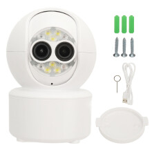 Binnenbewakingssysteem met 1080p HD-camera met dubbele lens en wifi, 360 horizontale rotatie, 108 verticale rotatie, bewegingsdetectie,