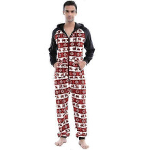 (L, adult) Men's Warm Fleece One Piece Footed Pajamas