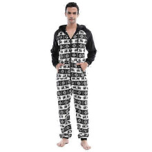 (XL, adult) Men's Warm Fleece One Piece Footed Pajamas