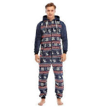 (XL, adult) Men's Warm Fleece One Piece Footed Pajamas