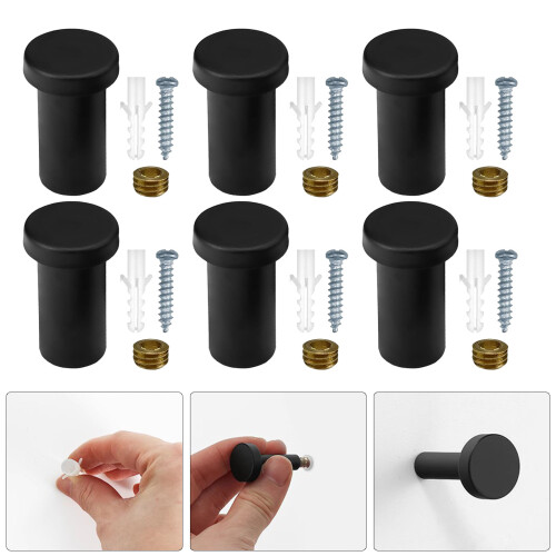 Pack of 6 Black Wall Hook with Screws Strong Hook for Securely 2