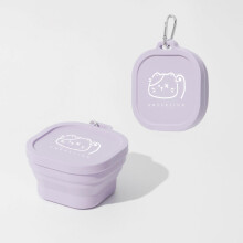 (Purple (Cat)) Portable Silicone Pet Bowl Collapsible Travel Dog & Cat Food/Water Dish Non-Spill Foldable Feeder for Outdoor Walking Camping