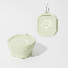 (Green (cat)) Portable Silicone Pet Bowl Collapsible Travel Dog & Cat Food/Water Dish Non-Spill Foldable Feeder for Outdoor Walking Camping