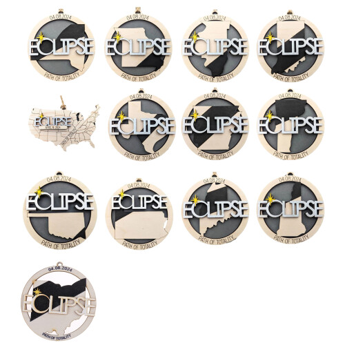 2024 Totals Solar Eclipses Decorations Wood Solar-Unite State 1