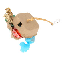 Buntes Vogel-Suchbox-Spielzeug mit Rattanball & Grasseil, 30x15 cm