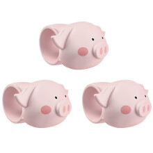 (Pink) 3Pcs/bag Silicone Door Stopper Cartoon Punch-free Wall Protector Silent Anti-Shock Door Handle Anti-collision Ring for Bedroom