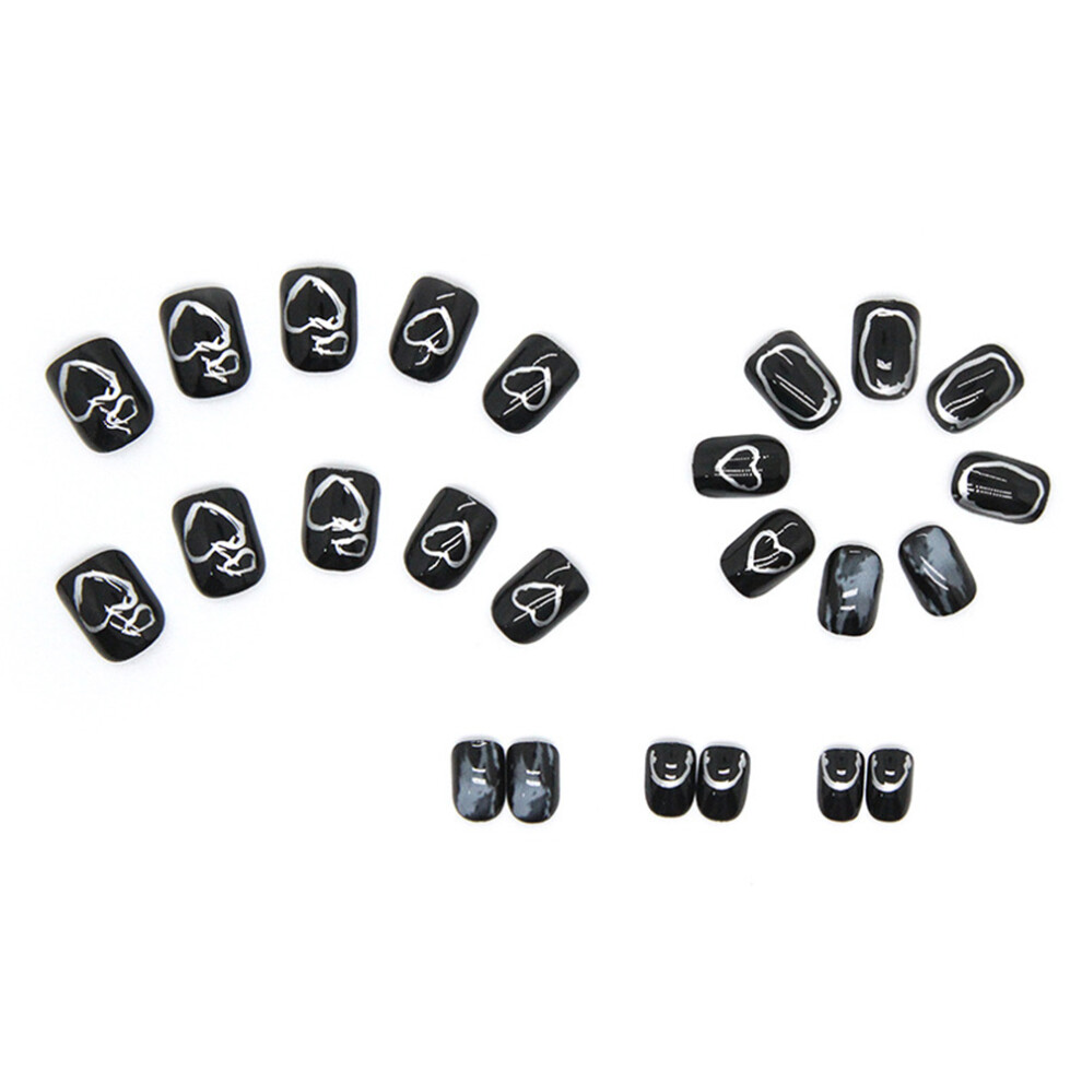 Black French Press On Nail Cool Style Nail With Adhesive Tabs
