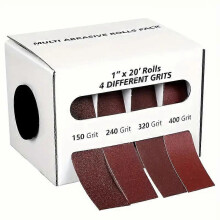 (4 Roll) 1 set of alumina sandpaper rolls with brackets - 4/5/6 fabric grinding rolls for sanding blocks, metals, glass, woodworking