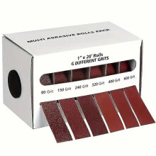 (6 Roll) 1 set of alumina sandpaper rolls with brackets - 4/5/6 fabric grinding rolls for sanding blocks, metals, glass, woodworking