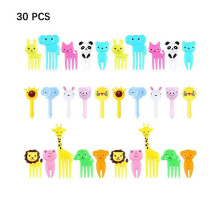 (C4 -30pcs plastic) 1 Set Christmas Tree Stainless Steel Dessert Fruit Forks With Holder Set Mini Cute Salad Food Cutlery Dinnerware Kitchen Gadgets
