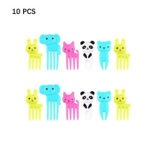 (C1 -10pcs Plastic) 1 Set Christmas Tree Stainless Steel Dessert Fruit Forks With Holder Set Mini Cute Salad Food Cutlery Dinnerware Kitchen Gadgets