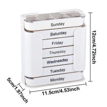 (White) Portable Weekly 7 Days Pill Box Colorful Design Stackable 4 Times A Day Medicine Storage Dispenser Plastic Pill Organizer Boxes