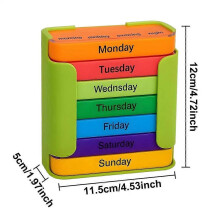 (Colorful) Portable Weekly 7 Days Pill Box Colorful Design Stackable 4 Times A Day Medicine Storage Dispenser Plastic Pill Organizer Boxes