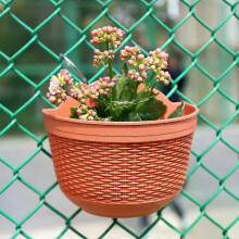(B) Imitation Rattan Woven Creative Flower Pot Garden Flower Pot Flower Pot Wall Hanging Plant Planting Pot Basket Courtyard Balcony