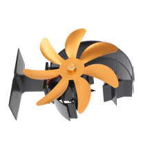 Heat Powered Stove Fan Moon Model 7 Blade Aluminum Gold Silent Circulating Warm Air