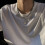 Punk Silver Rectangular Pendant Necklace with Cuban Link Chain 6