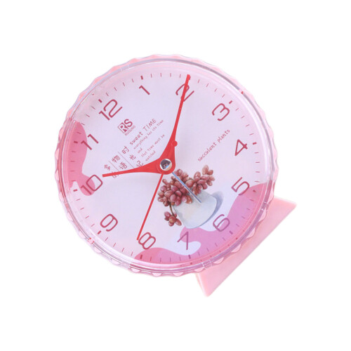 Réveil en plastique, horloge de Table avec décorations-Rose