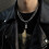 Punk Silver Rectangular Pendant Necklace with Cuban Link Chain 2