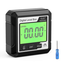(No bubble Black) LCD Display Level Box High Precision Inclinometer Magnetic Angle Finder Electronic Level 360 Measurement Tool for Decoration