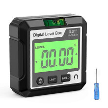 (With bubble Black) LCD Display Level Box High Precision Inclinometer Magnetic Angle Finder Electronic Level 360 Measurement Tool for Decoration