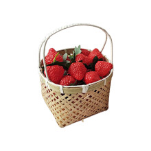 Panier en bambou avec poignée, panier tissé à la main pour-rond