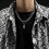 Punk Silver Rectangular Pendant Necklace with Cuban Link Chain 5