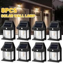 (8PCS) 2-8PCS Solar Wall Lights with Motion Sensor Outdoor Solar Garden Light 3Mode Waterproof Solar Tungsten Wall Lamp for Yard Garage