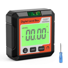(With bubble RWhite) LCD Display Level Box High Precision Inclinometer Magnetic Angle Finder Electronic Level 360 Measurement Tool for Decoration