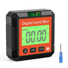 (With bubble Red) LCD Display Level Box High Precision Inclinometer Magnetic Angle Finder Electronic Level 360 Measurement Tool for Decoration