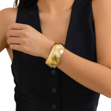 Women Bangles Metal Wide Bangles Adjustable-02 golden 2367