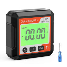 (No bubble Red white) LCD Display Level Box High Precision Inclinometer Magnetic Angle Finder Electronic Level 360 Measurement Tool for Decoration