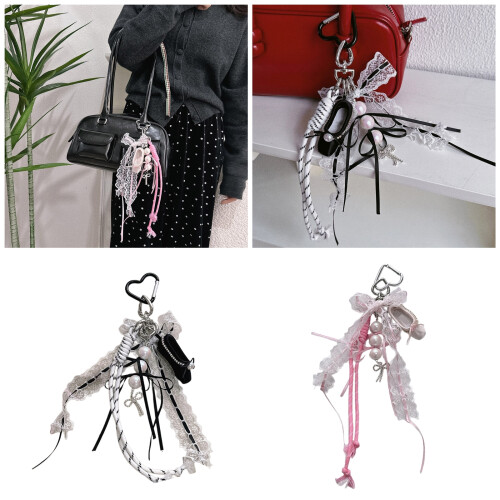 Creative Ballet Keychain Charm Pendant Sturdy Lace Farbic-Black 2