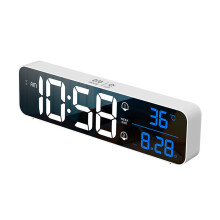 Réveil numérique LED, horloge de bureau, Rechargeable par-Blanc