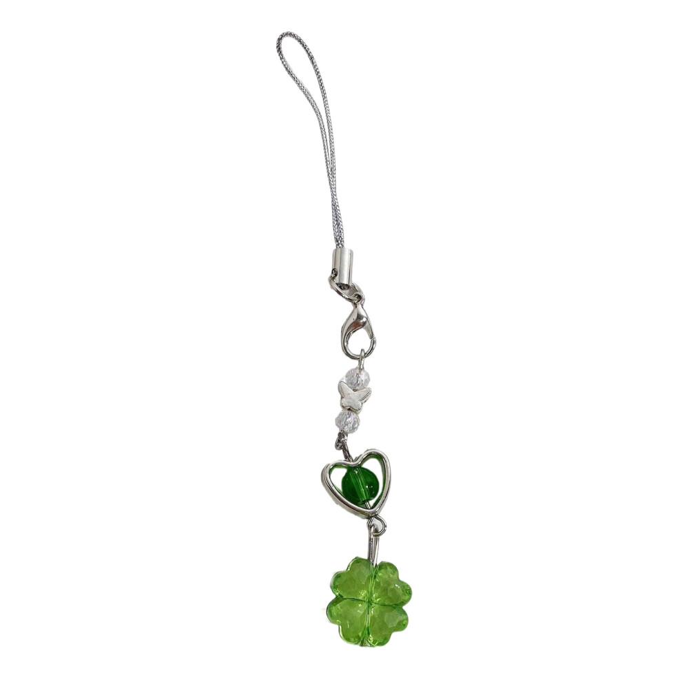 Lucky Charm Beaded Phone Ornament Fashionable Four Leaf Clovers 7732000739545