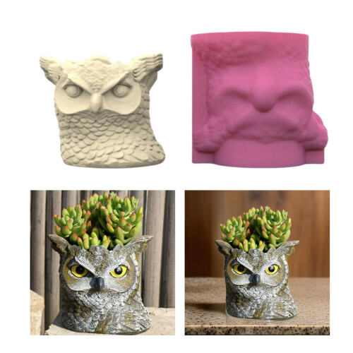 Multipurpose Owl Silicone Mold Planter Molds Silicone Texture 1