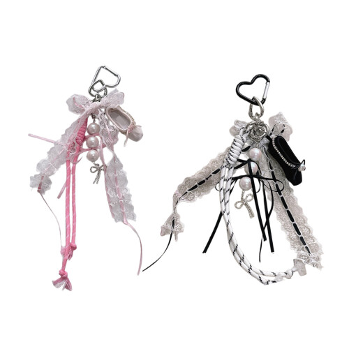 Creative Ballet Keychain Charm Pendant Sturdy Lace Farbic-Black 1